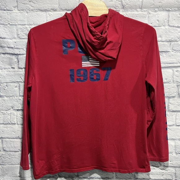 Polo Ralph Lauren Men 1967‎ Big Pony USA Flag Hoodie Long Sleeve Sweatshirt 2XL - Picture 3 of 7